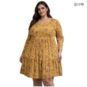 Love, Fire Floral Golden Color Dress Size 1x